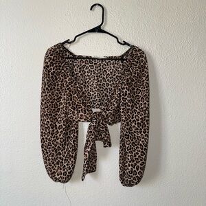 Audrey Animal Print Tie-Front Blouse